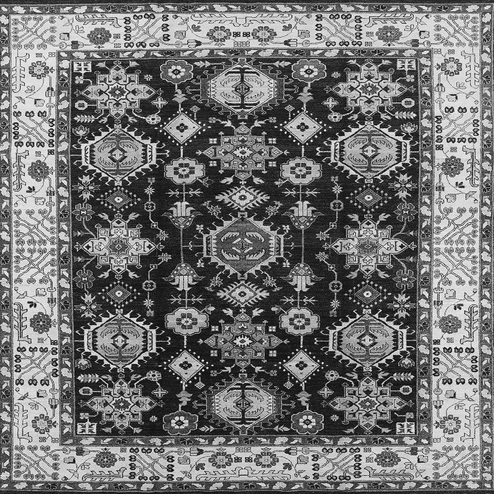 Square Machine Washable Oriental Gray Industrial Rug, wshurb1377gry