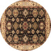 Round Oriental Brown Industrial Rug, urb1377brn