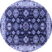 Round Machine Washable Oriental Blue Industrial Rug, wshurb1377blu