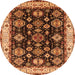 Round Oriental Orange Industrial Rug, urb1377org