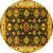 Round Oriental Yellow Industrial Rug, urb1377yw