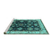 Sideview of Machine Washable Oriental Turquoise Industrial Area Rugs, wshurb1377turq