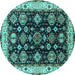 Round Oriental Turquoise Industrial Rug, urb1377turq