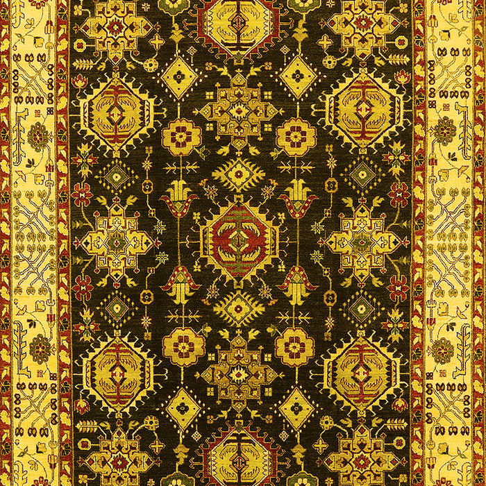 Machine Washable Oriental Yellow Industrial Rug, wshurb1377yw