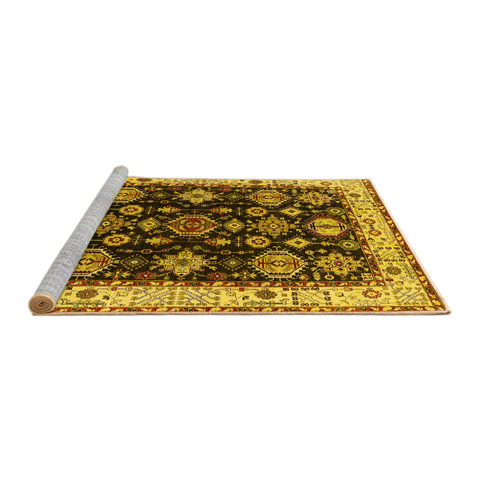 Sideview of Machine Washable Oriental Yellow Industrial Rug, wshurb1377yw
