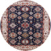 Round Mid-Century Modern Purple Lily Purple Oriental Rug, urb1377