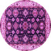 Round Machine Washable Oriental Pink Industrial Rug, wshurb1377pnk