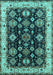 Machine Washable Oriental Turquoise Industrial Area Rugs, wshurb1377turq