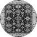 Round Oriental Gray Industrial Rug, urb1377gry