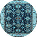 Round Oriental Light Blue Industrial Rug, urb1377lblu