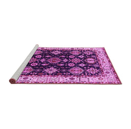 Sideview of Machine Washable Oriental Pink Industrial Rug, wshurb1377pnk