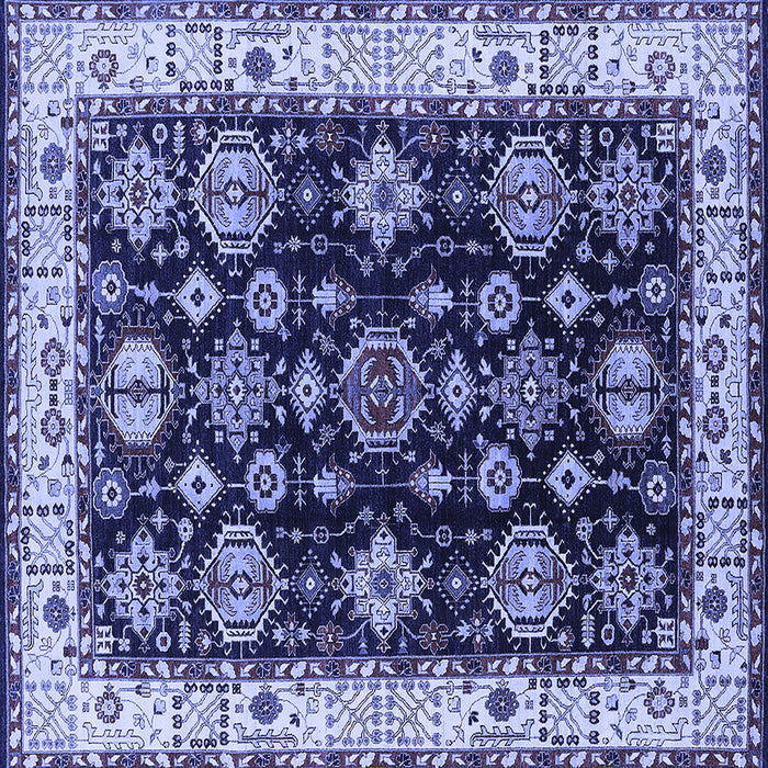 Square Machine Washable Oriental Blue Industrial Rug, wshurb1377blu
