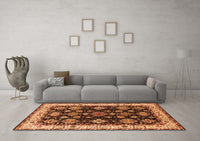 Machine Washable Oriental Orange Industrial Rug, wshurb1377org