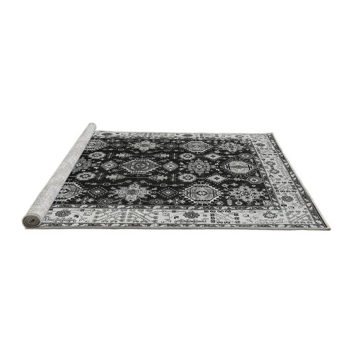 Sideview of Machine Washable Oriental Gray Industrial Rug, wshurb1377gry