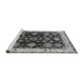 Sideview of Machine Washable Oriental Gray Industrial Rug, wshurb1377gry