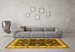 Machine Washable Oriental Yellow Industrial Rug in a Living Room, wshurb1377yw