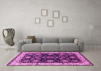 Machine Washable Oriental Pink Industrial Rug, wshurb1377pnk