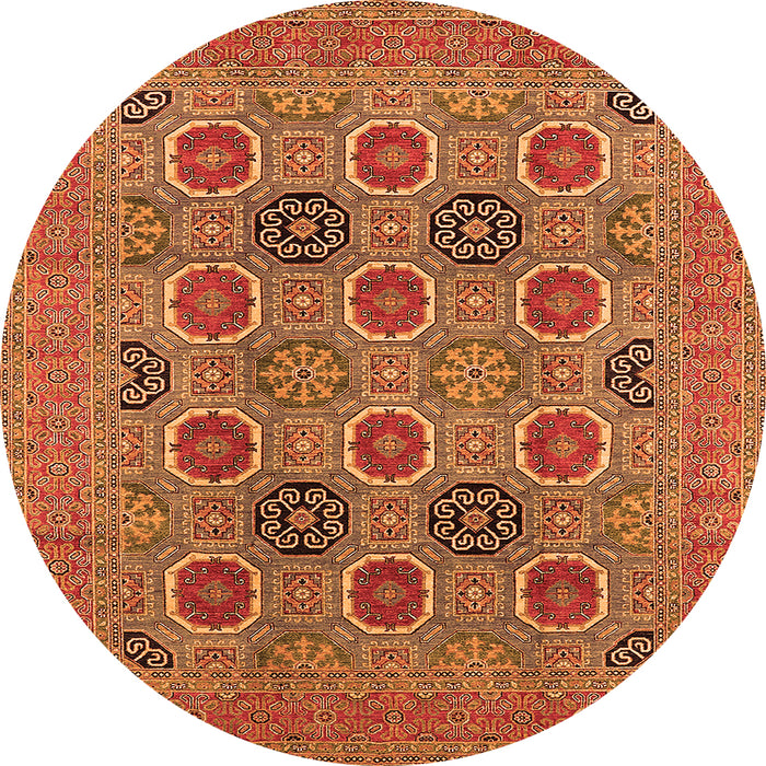 Round Oriental Orange Traditional Rug, urb1378org