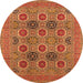 Round Oriental Orange Traditional Rug, urb1378org