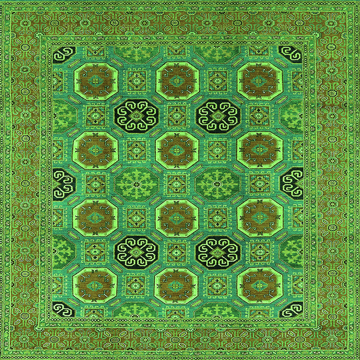 Square Oriental Green Traditional Rug, urb1378grn