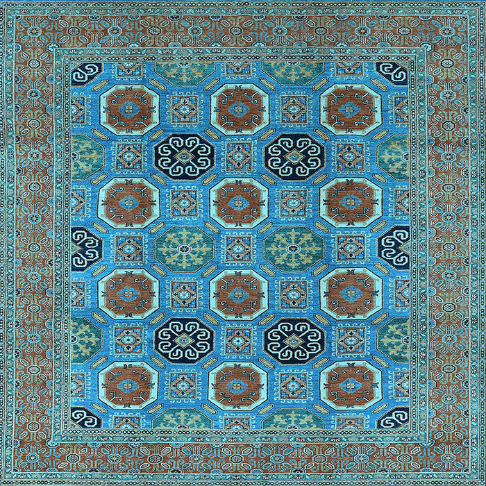 Square Oriental Light Blue Traditional Rug, urb1378lblu
