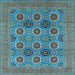 Square Oriental Light Blue Traditional Rug, urb1378lblu