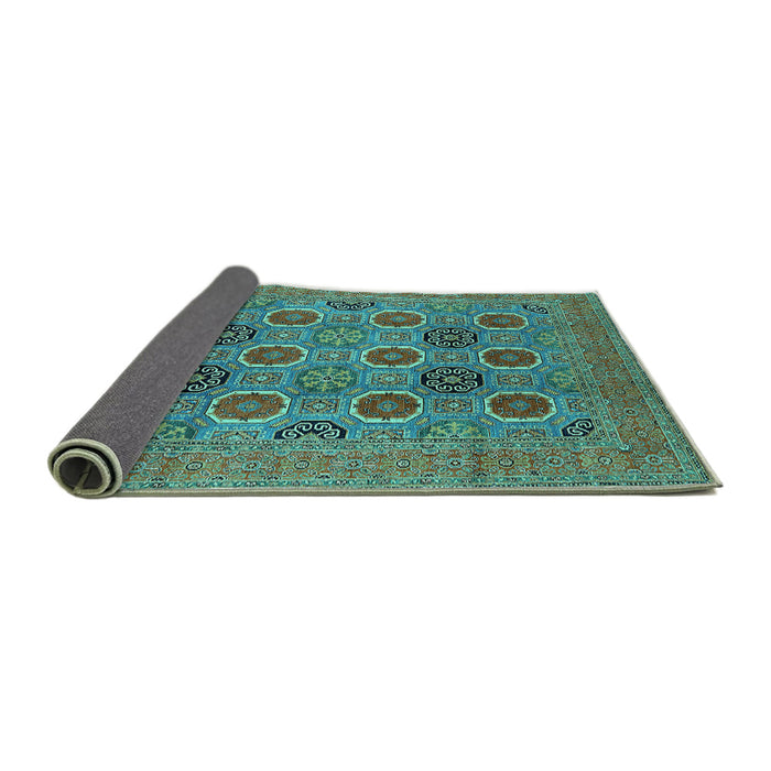 Sideview of Oriental Turquoise Traditional Rug, urb1378turq