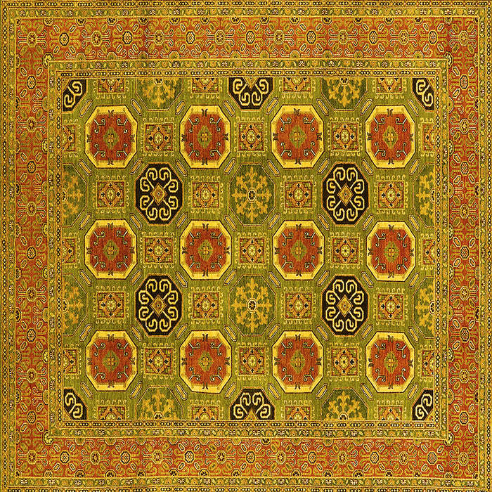 Square Machine Washable Oriental Yellow Traditional Rug, wshurb1378yw
