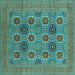 Square Oriental Turquoise Traditional Rug, urb1378turq