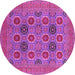 Round Oriental Pink Traditional Rug, urb1378pnk