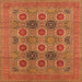 Square Machine Washable Oriental Orange Traditional Area Rugs, wshurb1378org