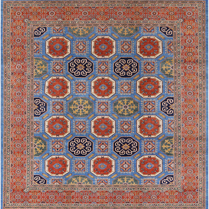 Square Mid-Century Modern Rosy Brown Pink Oriental Rug, urb1378