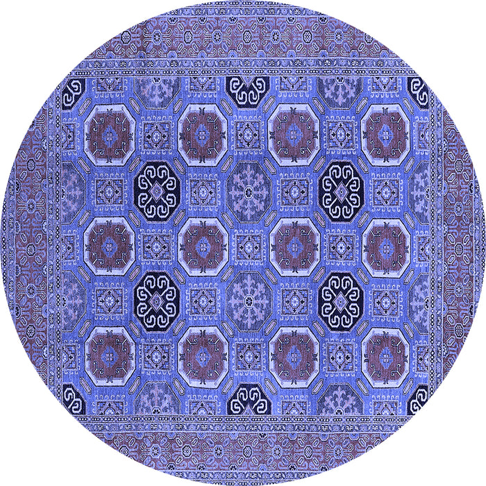 Round Machine Washable Oriental Blue Traditional Rug, wshurb1378blu