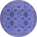 Round Machine Washable Oriental Blue Traditional Rug, wshurb1378blu