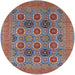 Round Mid-Century Modern Rosy Brown Pink Oriental Rug, urb1378