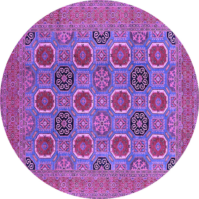 Round Machine Washable Oriental Purple Traditional Area Rugs, wshurb1378pur