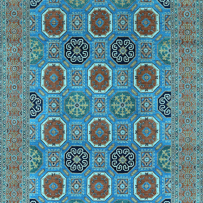 Machine Washable Oriental Light Blue Traditional Rug, wshurb1378lblu