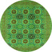 Round Oriental Green Traditional Rug, urb1378grn