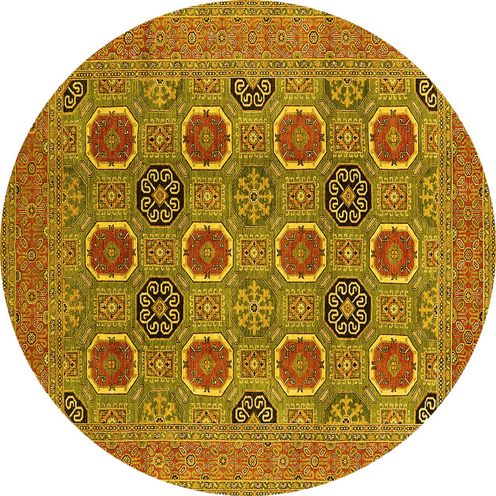Round Oriental Yellow Traditional Rug, urb1378yw