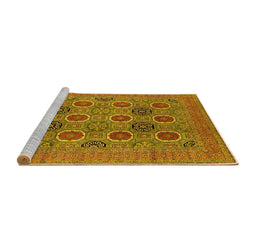 Sideview of Machine Washable Oriental Yellow Traditional Rug, wshurb1378yw