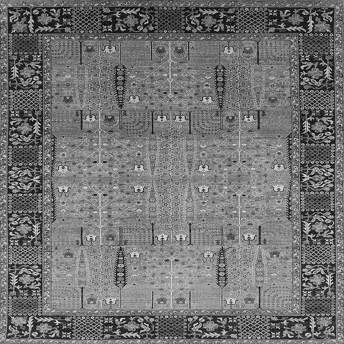 Square Machine Washable Oriental Gray Traditional Rug, wshurb1379gry