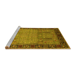 Sideview of Machine Washable Oriental Yellow Traditional Rug, wshurb1379yw