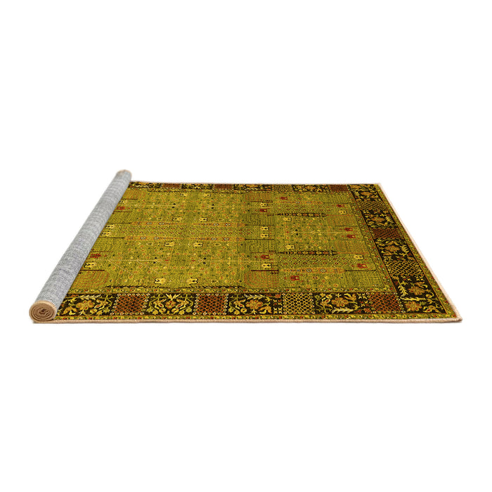 Sideview of Machine Washable Oriental Yellow Traditional Rug, wshurb1379yw