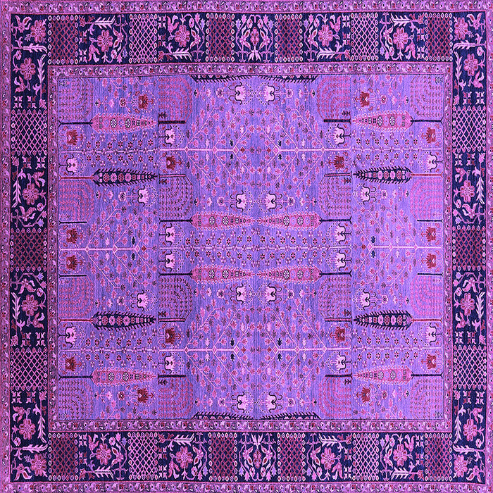 Square Machine Washable Oriental Purple Traditional Area Rugs, wshurb1379pur