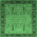 Square Machine Washable Oriental Emerald Green Traditional Area Rugs, wshurb1379emgrn