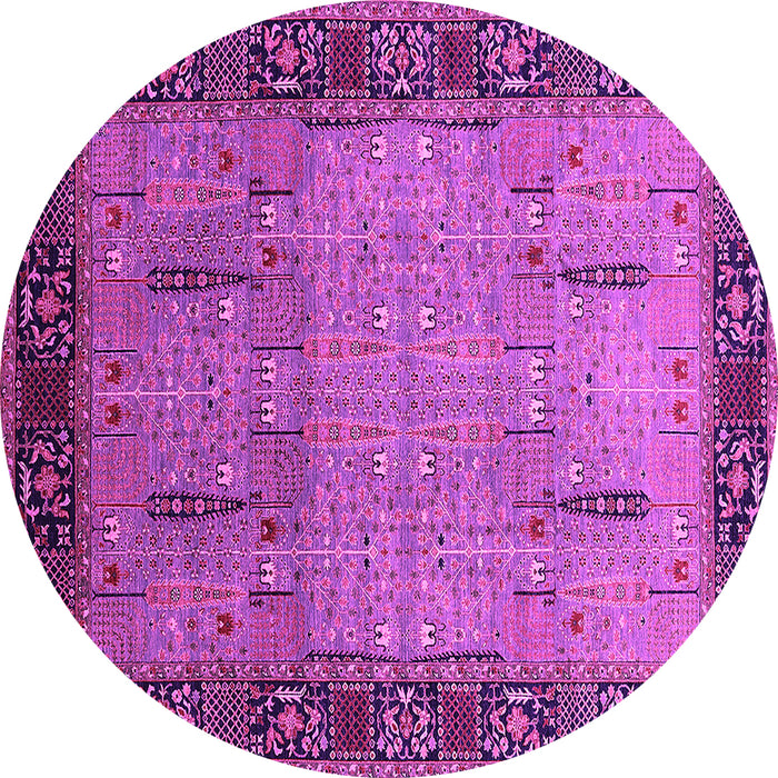 Round Machine Washable Oriental Pink Traditional Rug, wshurb1379pnk