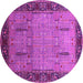 Round Machine Washable Oriental Pink Traditional Rug, wshurb1379pnk