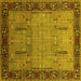 Square Oriental Yellow Traditional Rug, urb1379yw