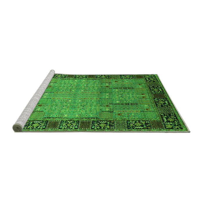 Sideview of Machine Washable Oriental Green Traditional Area Rugs, wshurb1379grn