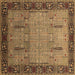 Square Oriental Brown Traditional Rug, urb1379brn